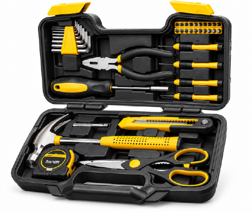 39-Piece Household Tool Set, Blue Hand Kit With Storage Case