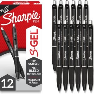 Sharpie S-Gel Gel Pens, Black Ink, 0.7mm, 12 Count